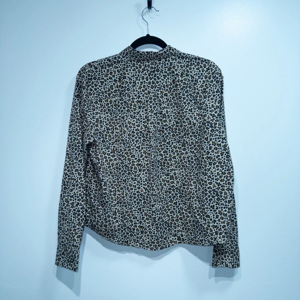 New J. Crew Cashew Rustic Canoe Leopard Modern Button-Up Shirt Medium‎